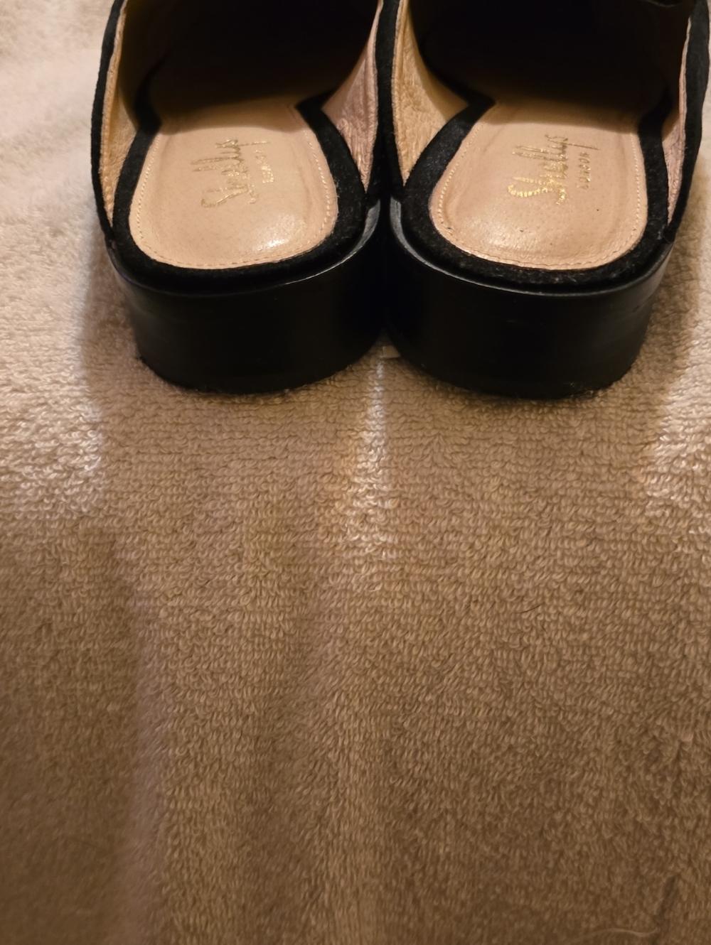 Shellys London Black Velvet Gold Studded Pointed Toe Mules 8.5 - Picture 4 of 13